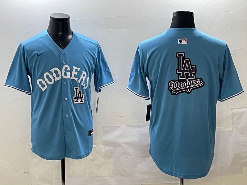 Men Los Angeles Dodgers Blank Light Blue Throwback Game 2025 Nike MLB Jersey style 32